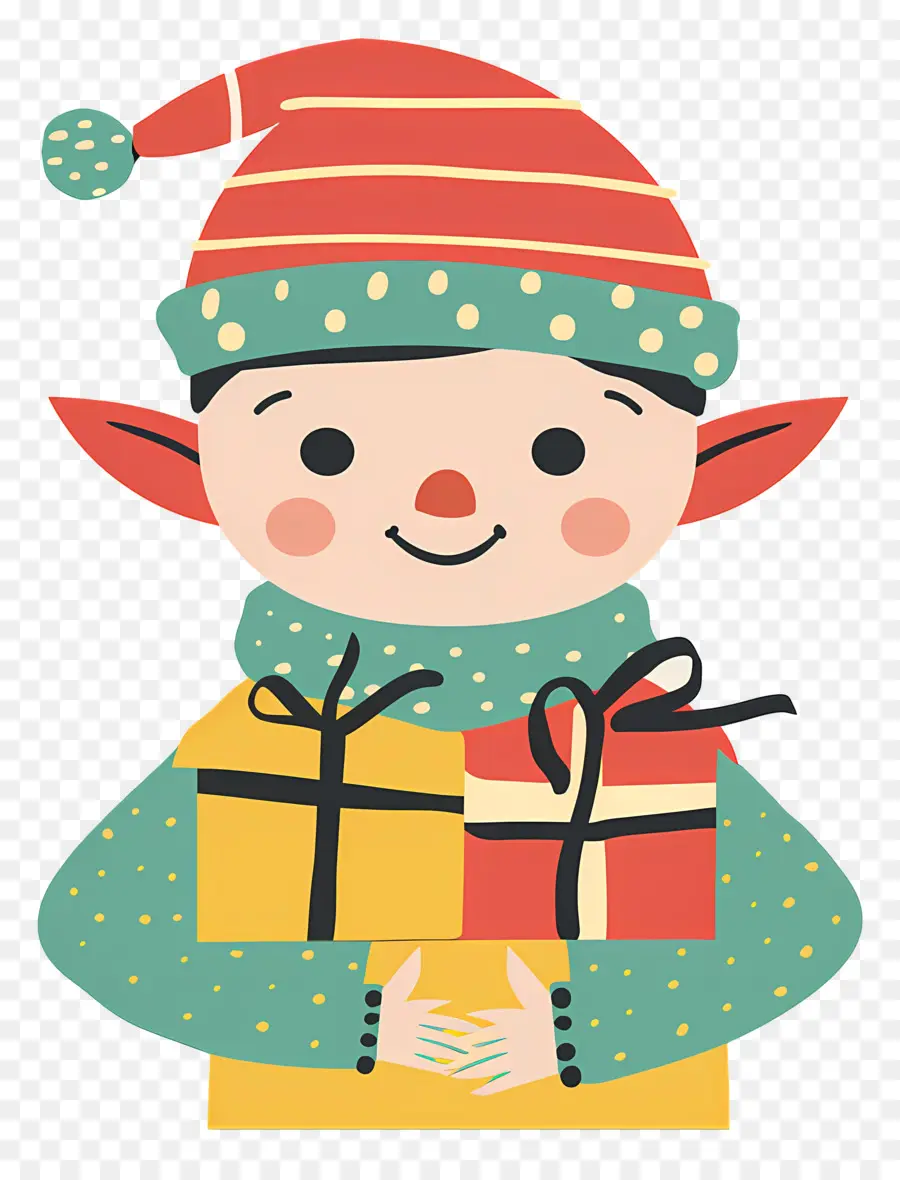 Duende，Elfo Con Regalos PNG