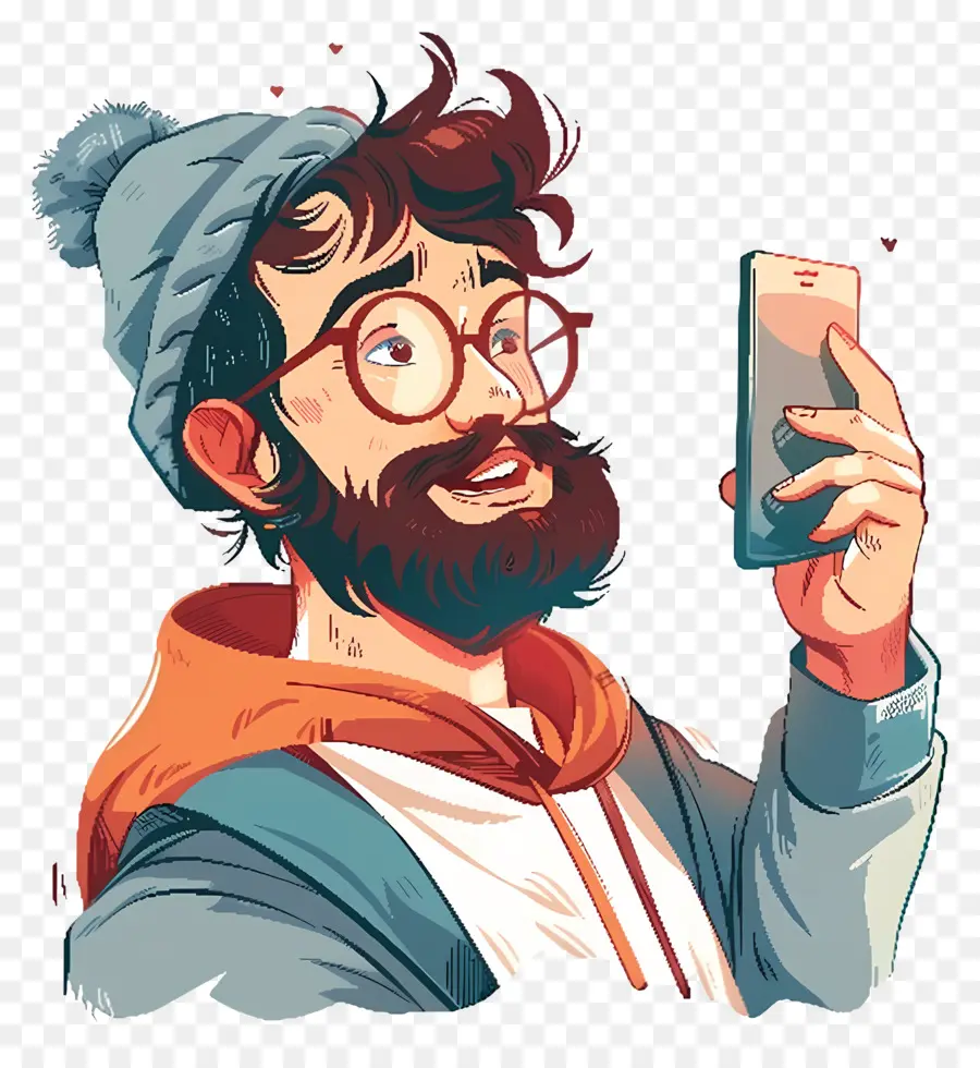 Dia De Selfies，Hombre Con Teléfono Inteligente PNG