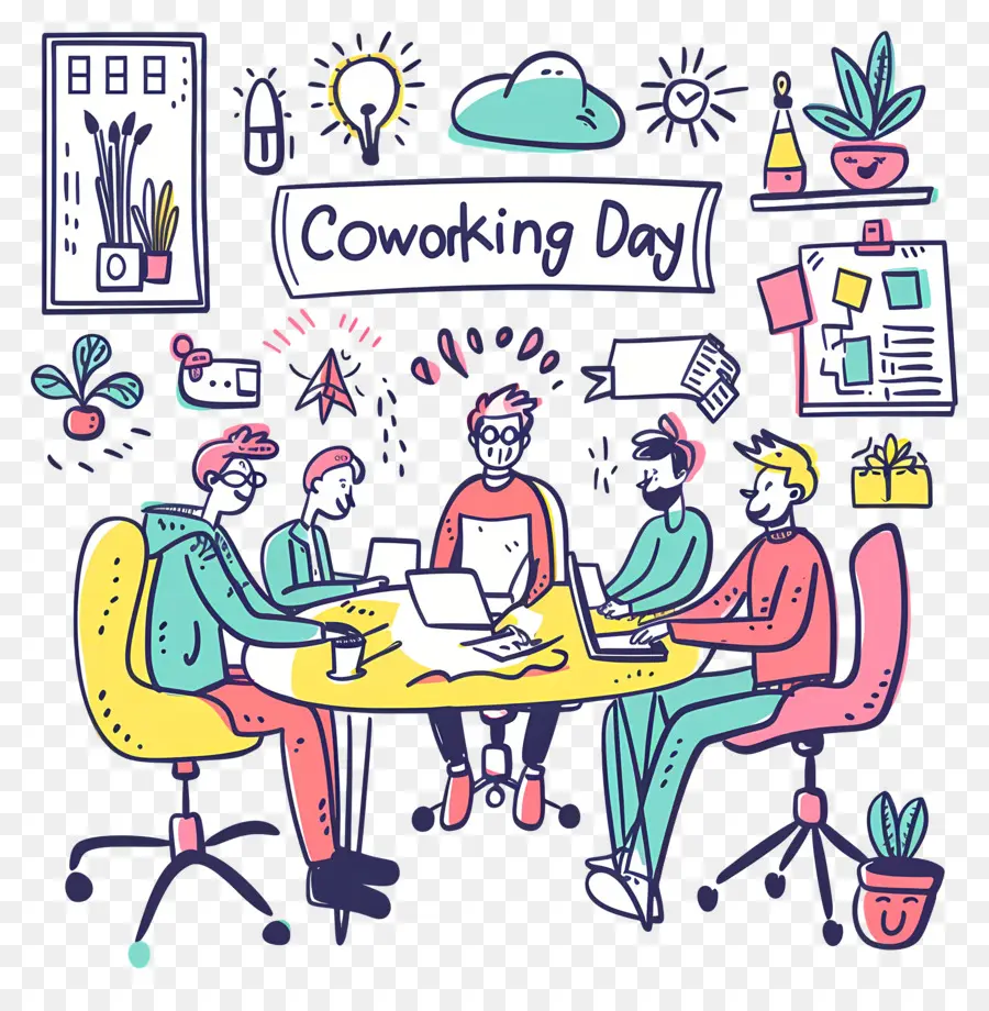 Día Internacional De Coworking，Colaboración En Equipo PNG