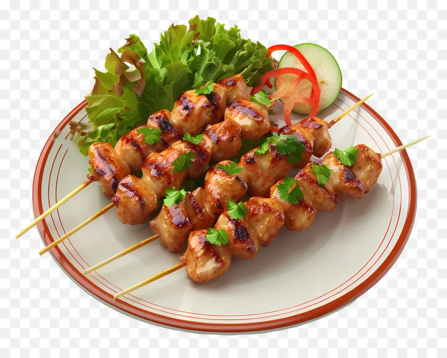 Satay，Brochetas De Pollo PNG