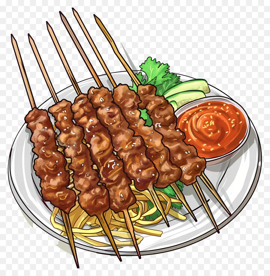 Satay，Carne A La Parrilla PNG