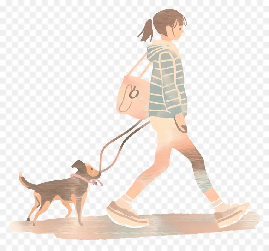 Mujer Paseando Perro，Mascota PNG