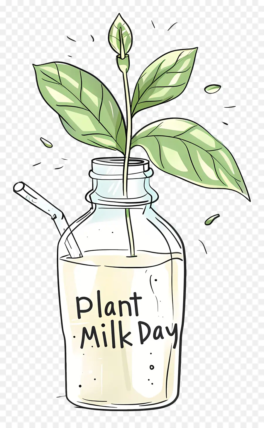 Día Mundial De La Leche Vegetal，Botella De Vidrio PNG