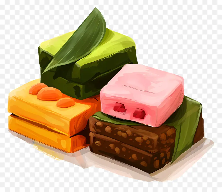 Kuih Malasio，Dulces Coloridos PNG