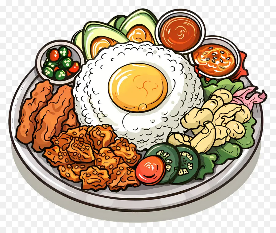 Nasi Goreng Kampung，Huevo Frito PNG