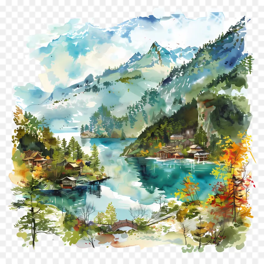 Jiuzhaigou，Paisaje PNG