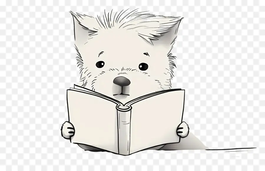 Leer Un Libro Día，Perro Blanco PNG