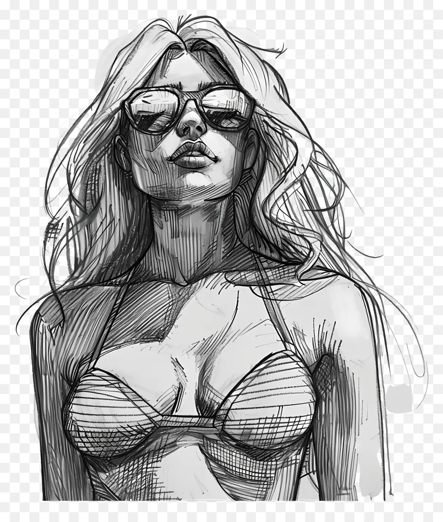 Bikini，Mujer Con Gafas De Sol PNG