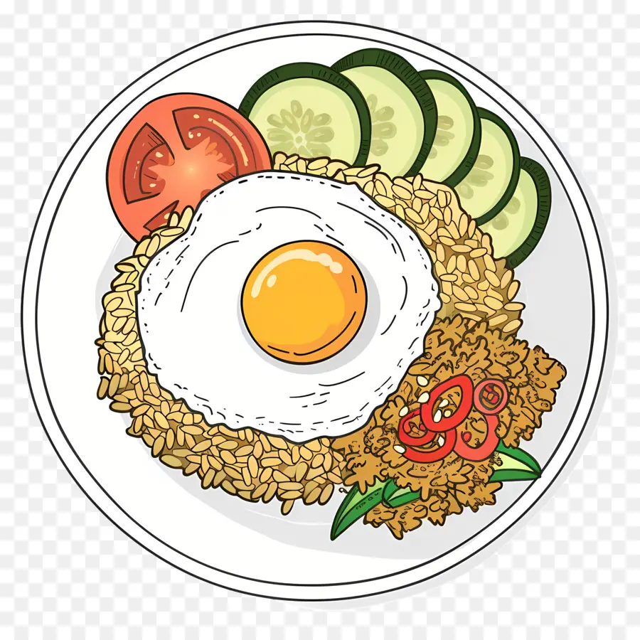 Nasi Goreng Kampung，Huevo Frito PNG