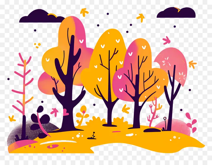 Otoño Frío，Colorido De Los árboles PNG