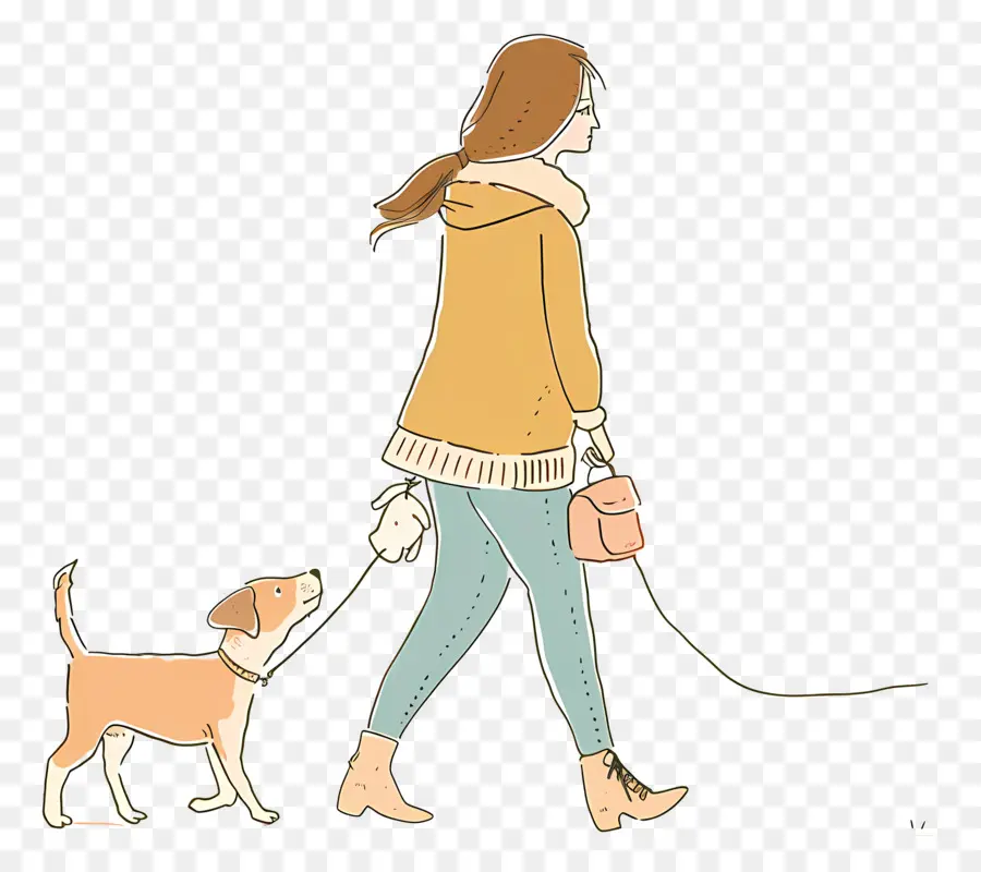 Mujer Perro Paseando，Mujer PNG