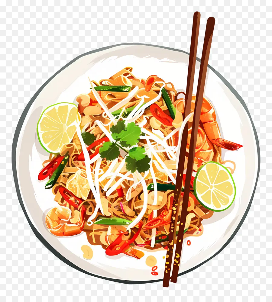 Pad Tailandés，Plato De Fideos PNG