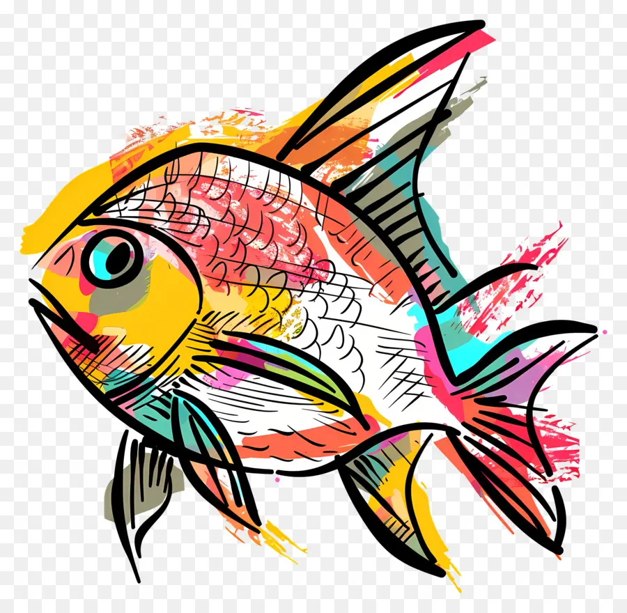 Los Peces，Pintura A La Acuarela PNG