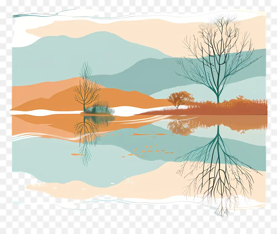 El Lago De Reflexión，Paisaje PNG