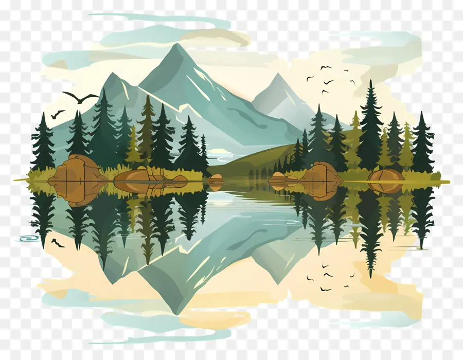 El Lago De Reflexión，Paisaje PNG