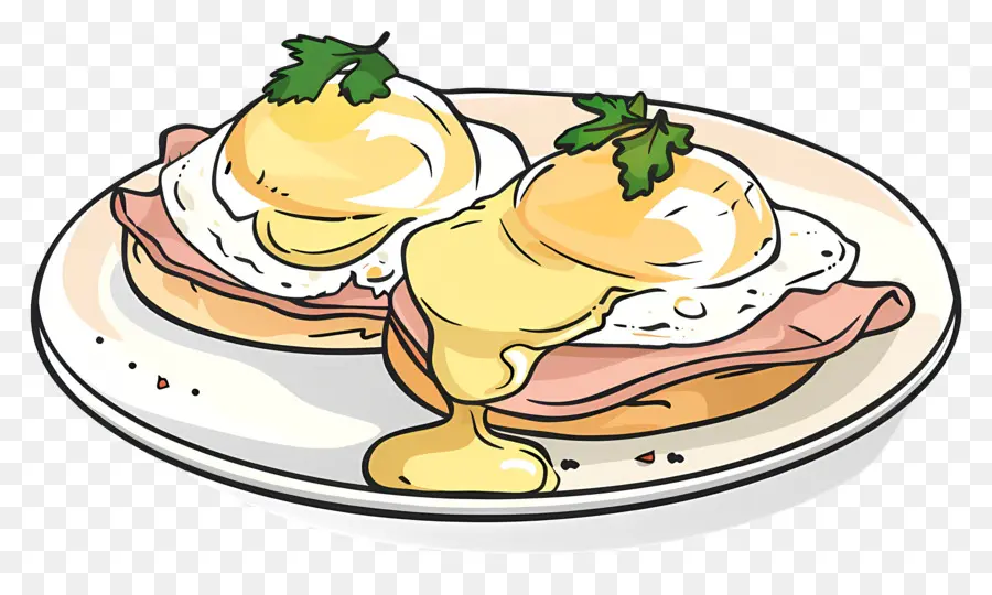 Huevos Benedict，Plato De Desayuno PNG