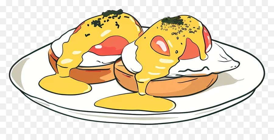 Huevos Benedict，Huevos Escalfados PNG