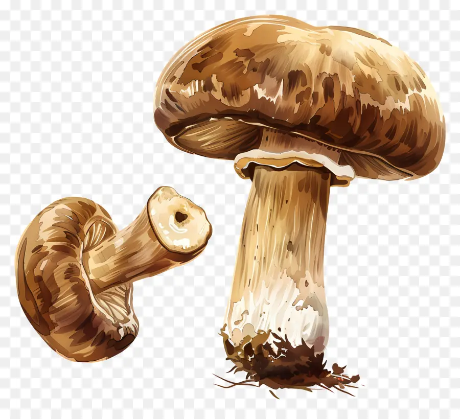 Hongo Shiitake，Pintura A La Acuarela PNG