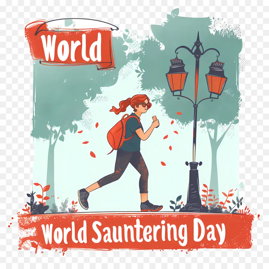 Día Del Mundo Sauntering，Mujer PNG