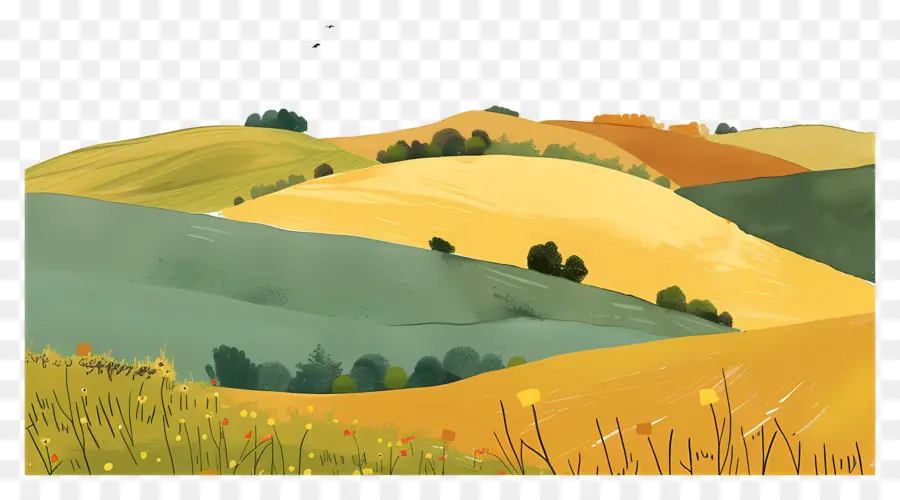 Rolling Hills，Pintura A La Acuarela PNG