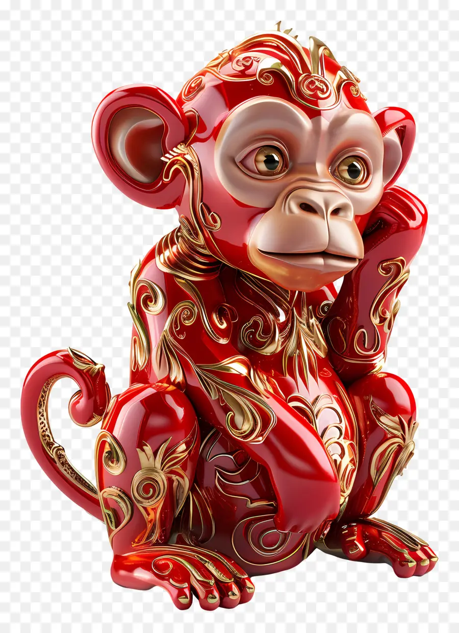 Zodiacos Chinos，Figura De Mono Rojo PNG