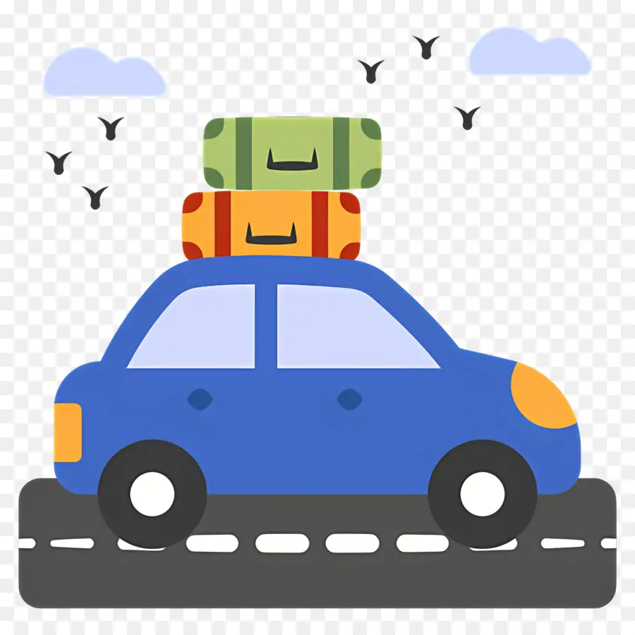 Haga Un Día De Viaje Por Carretera，Coche Azul PNG