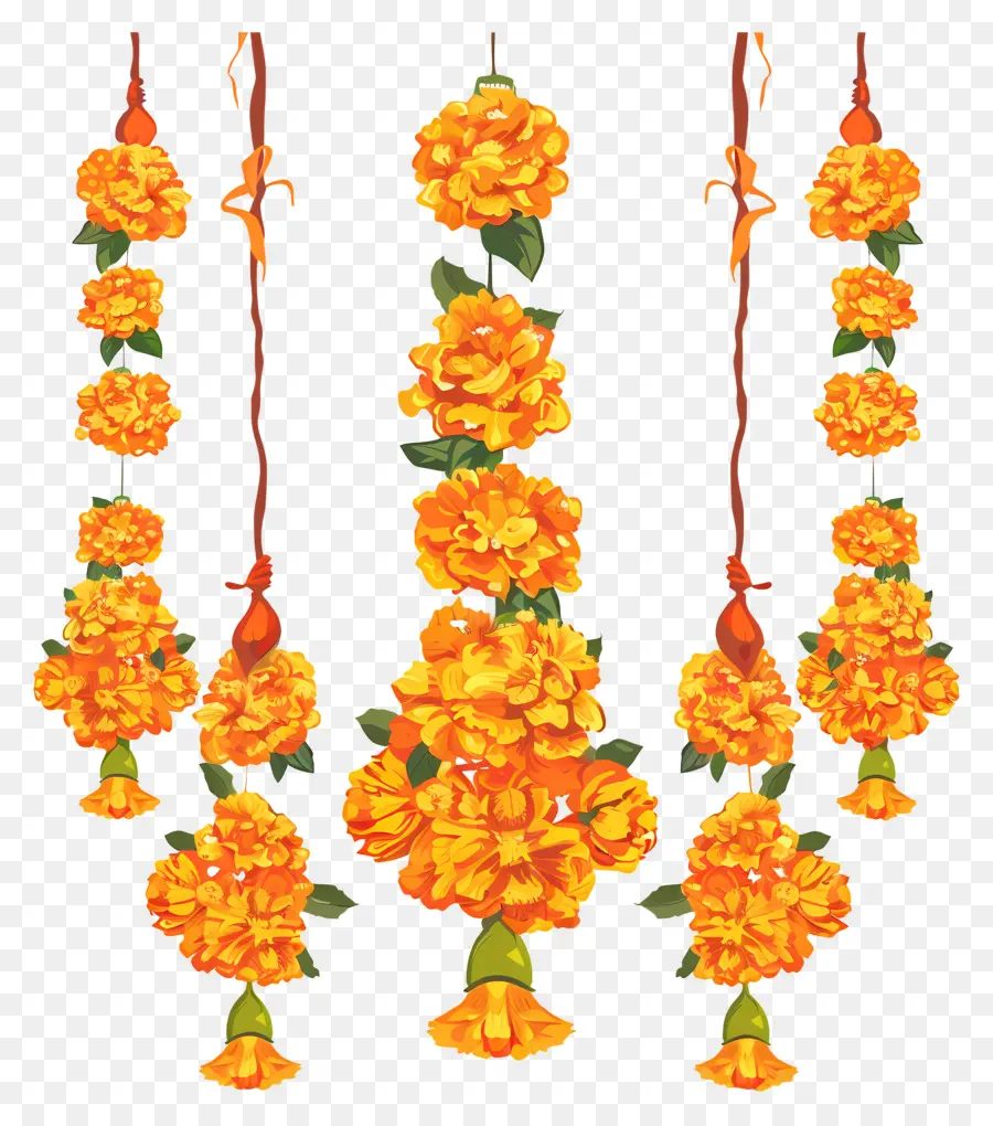 Guirnalda De Flores De Caléndula，Cadenas Amarillas PNG