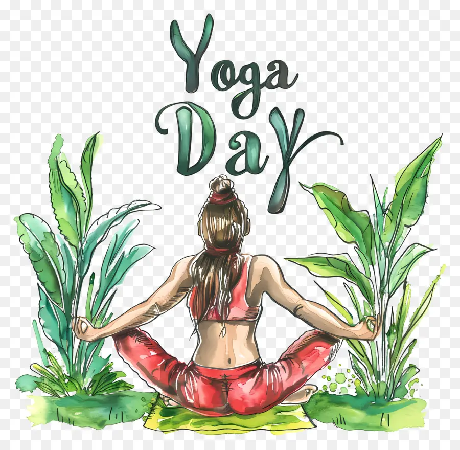 Internacional De Yoga El Día，Ilustración Acuarela PNG