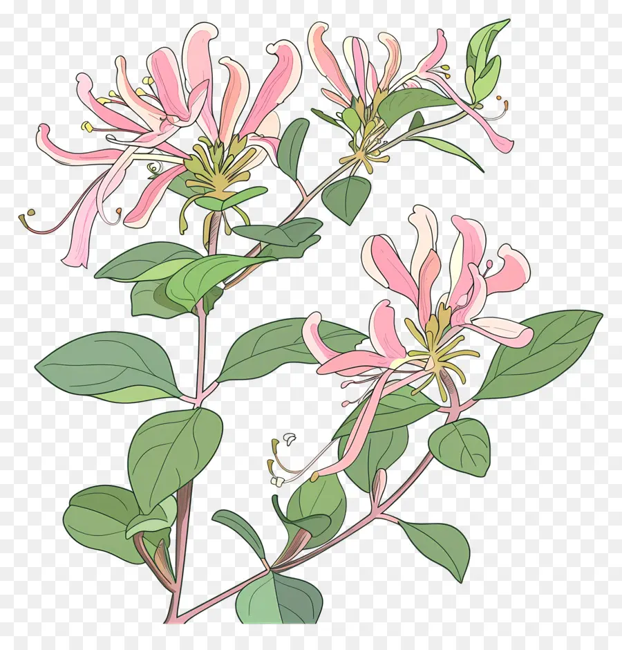 Vid De Madreselva，Flores De Color Rosa PNG