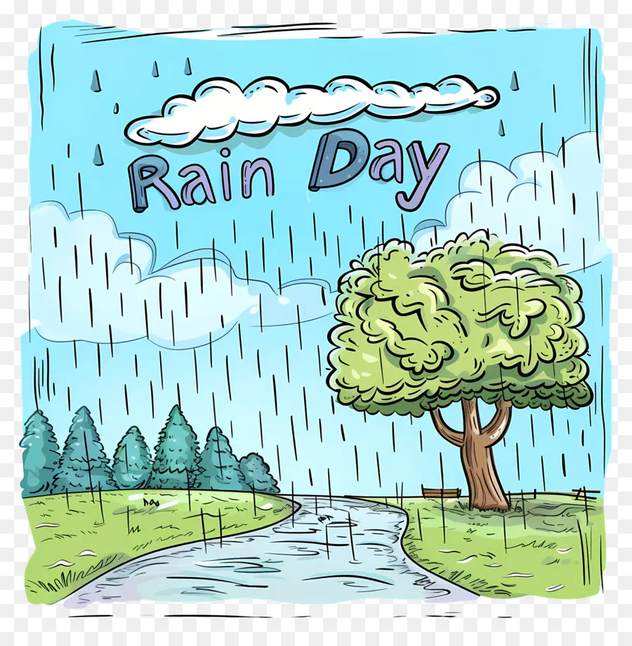 Día Nacional De Lluvia，árbol Verde PNG