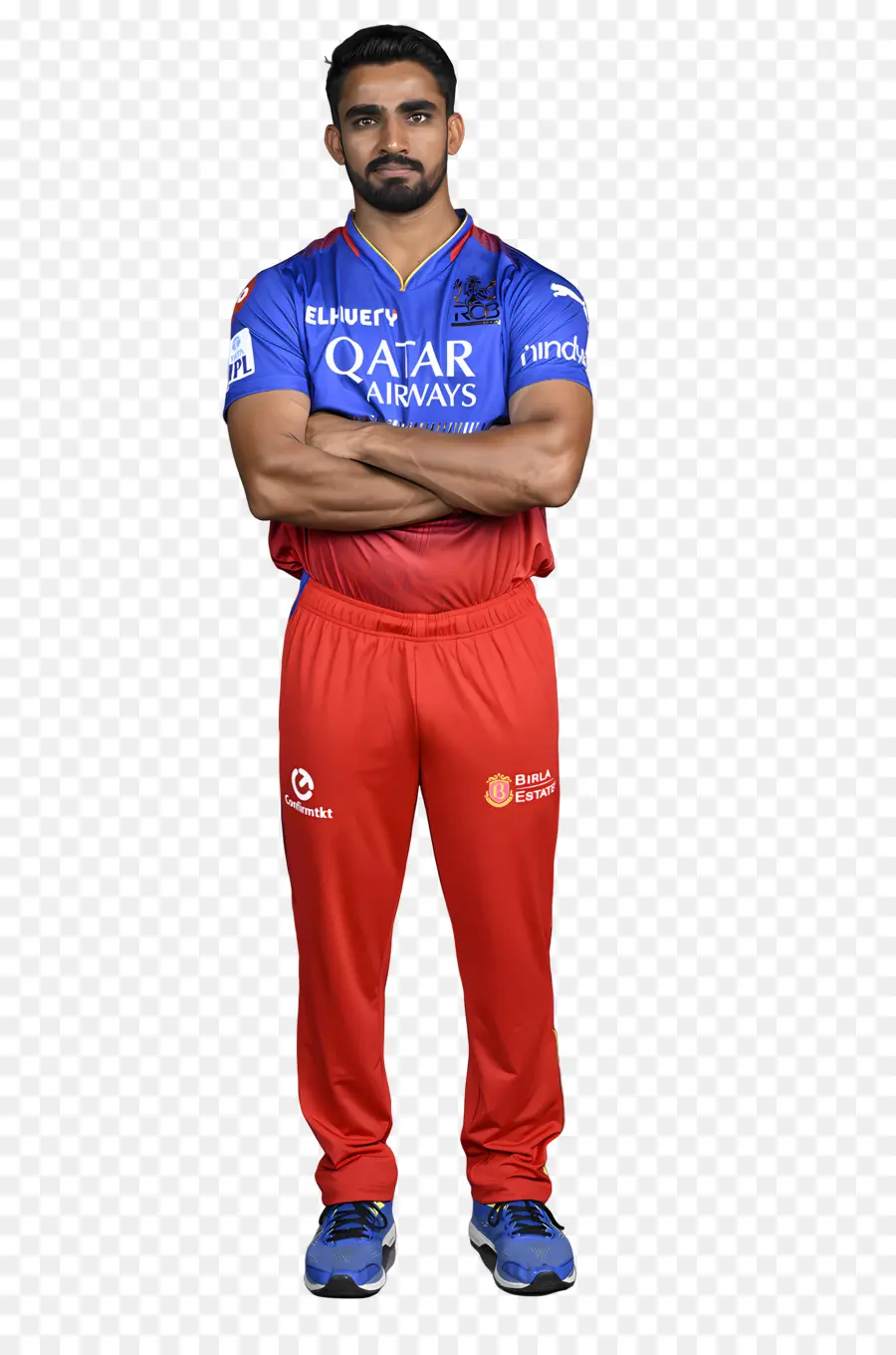 Deportes，Jugador De Críquet Con Camiseta Roja Y Azul PNG