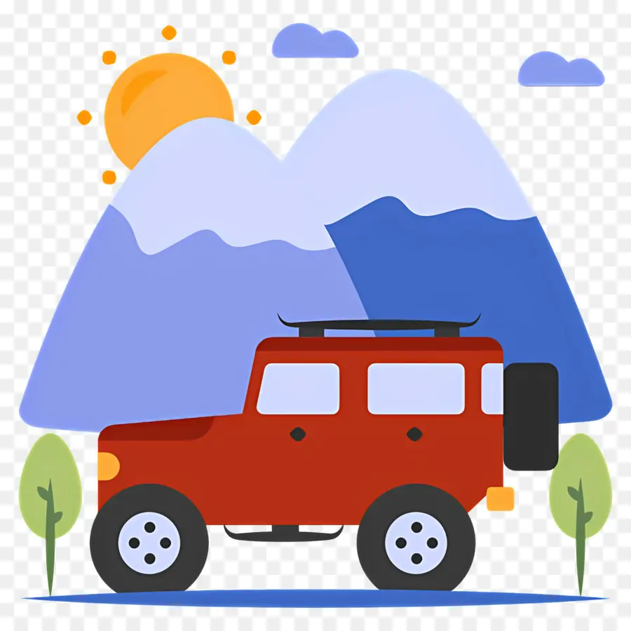 Tome Un Día De Viaje Por Carretera，Coche Rojo PNG