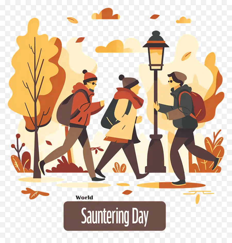 Día Del Mundo Sauntering，Follaje De Otoño PNG