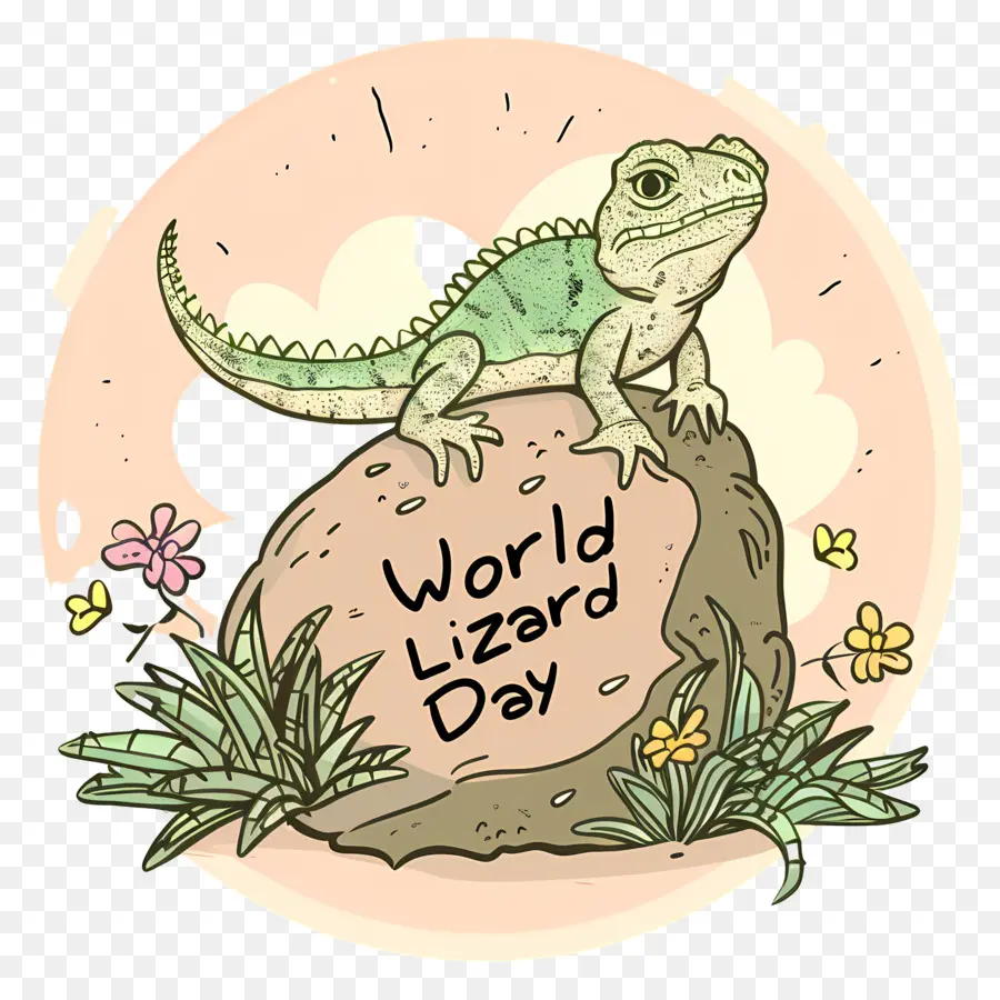 Día Mundial Del Lagarto，Lagarto En Roca PNG