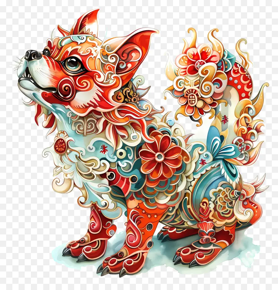 Zodiacos Chinos，Dibujo De Perros Florales PNG