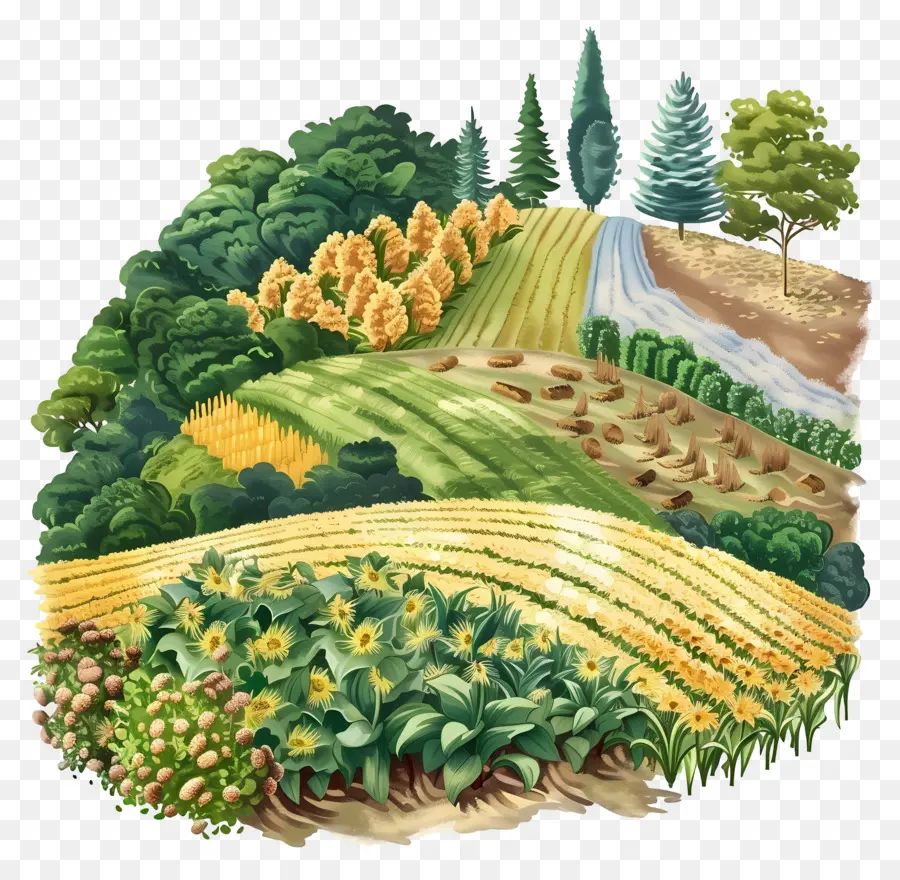 La Agricultura，La Pintura De Paisaje PNG