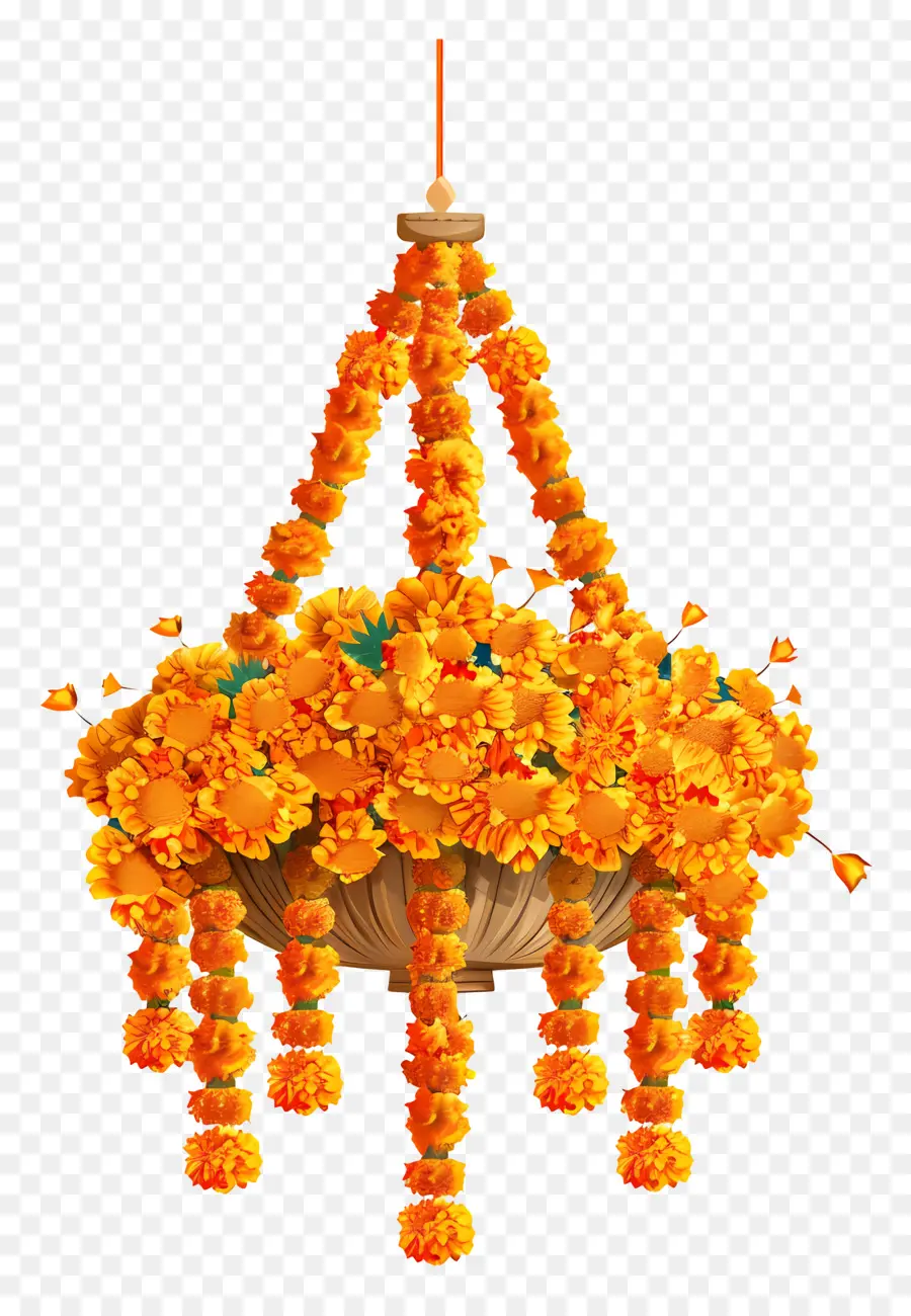 Guirnalda De Flores De Caléndula，Decoración De La Pared PNG