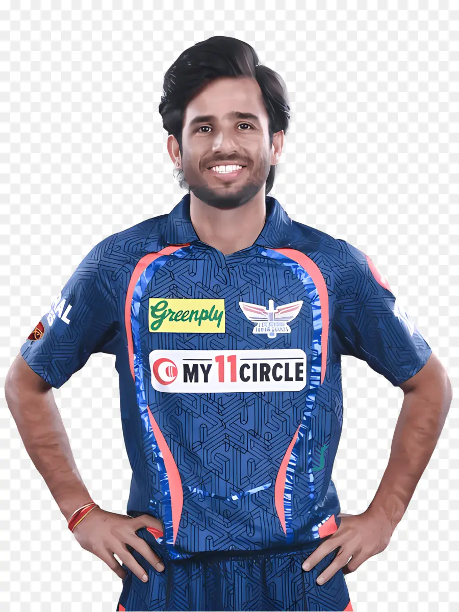 Supergigantes De Lucknow，Jugador De Críquet Con Camiseta Azul PNG