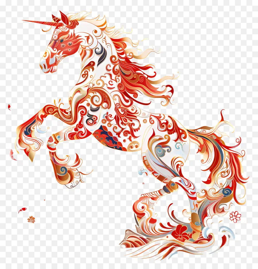 Zodiacos Chinos，Floral Caballo PNG