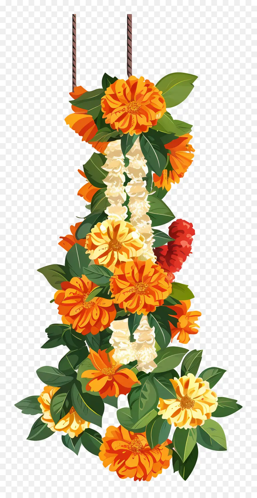 Guirnalda De Flores De Caléndula，Arreglo Floral Colgante PNG