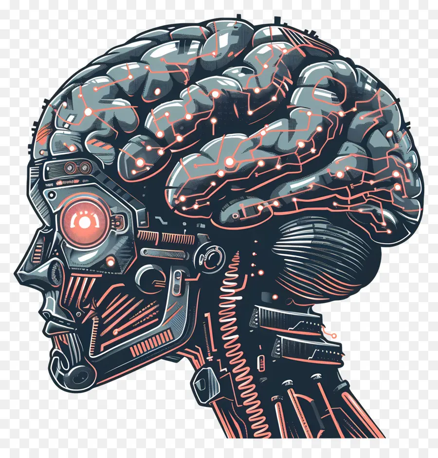 Cerebro Artificial，Cabeza Robótica PNG