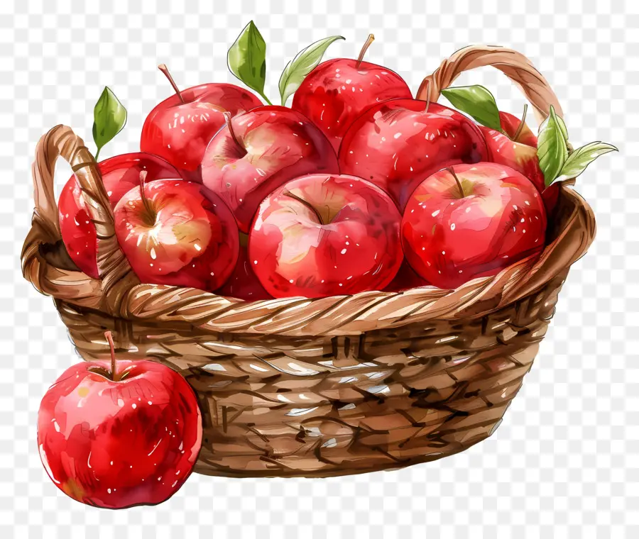 Las Manzanas Rojas，Canasta Tejida PNG