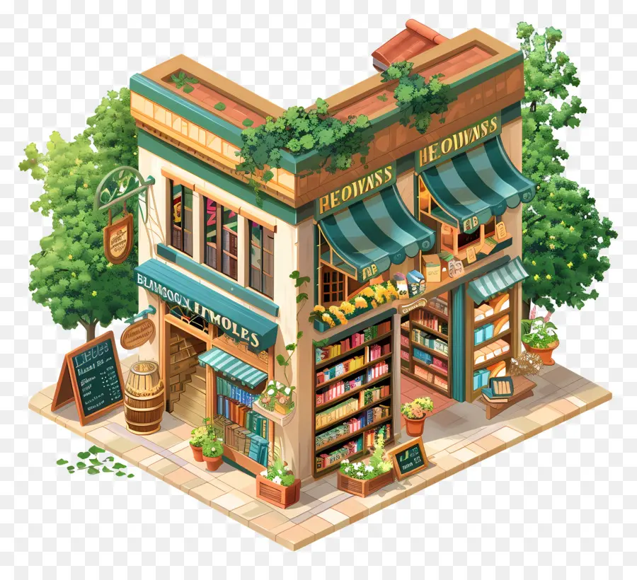 Edificio De La Librería，Pequeña Tienda PNG