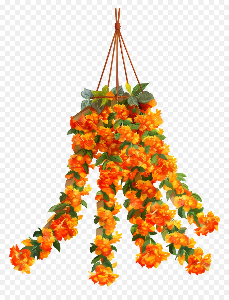 Guirnalda De Flores De Caléndula，Flores De Color Naranja PNG