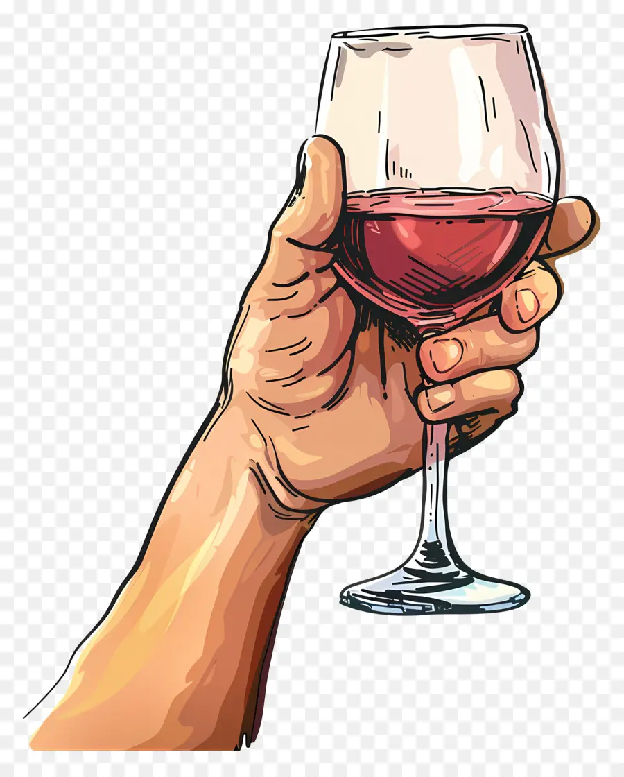 Mano Que Sostiene El Vino，Vino Tinto PNG