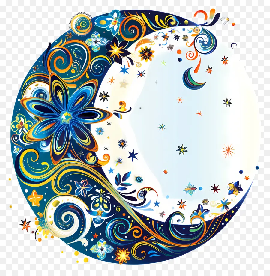 Noche De Verano，Luna Decorativa PNG