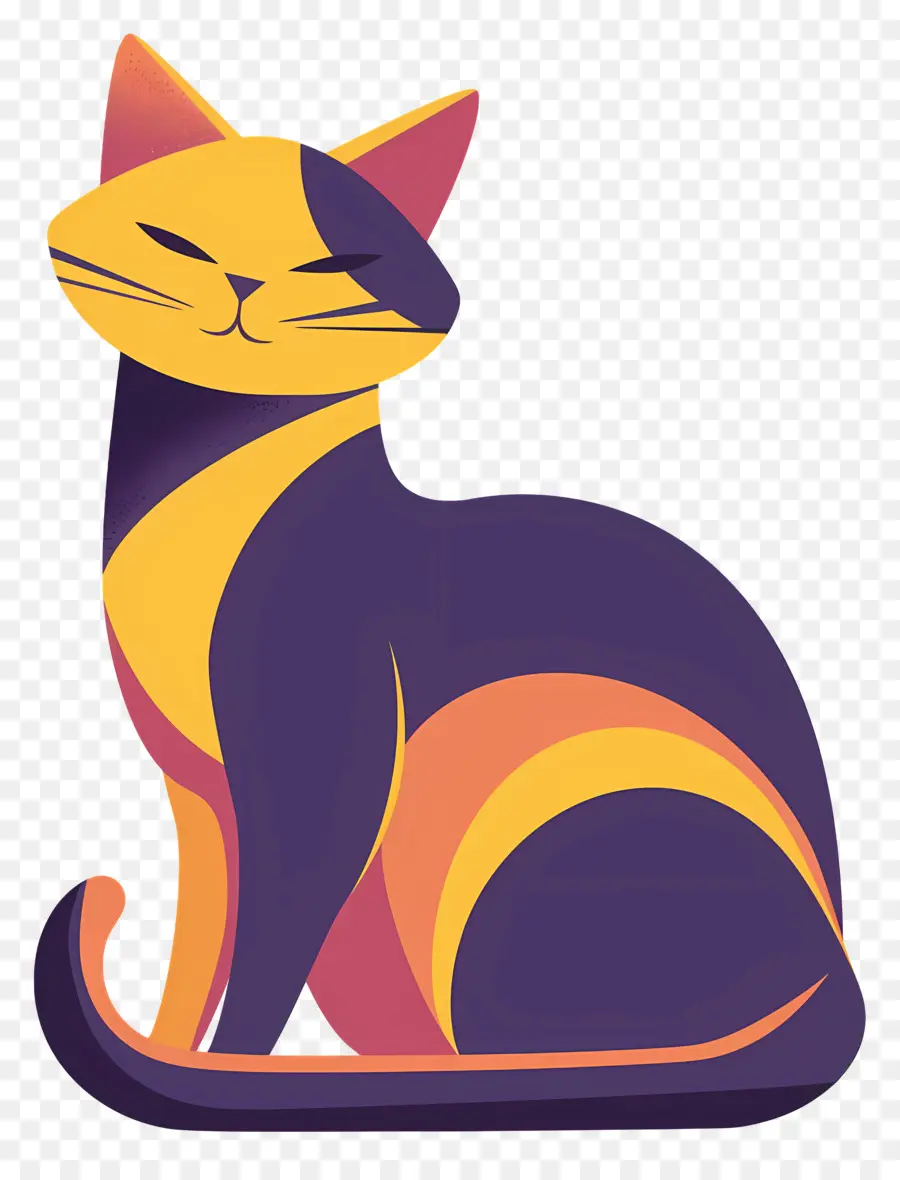 Gato De Dibujos Animados，Gato A Rayas Azules Y Morados PNG