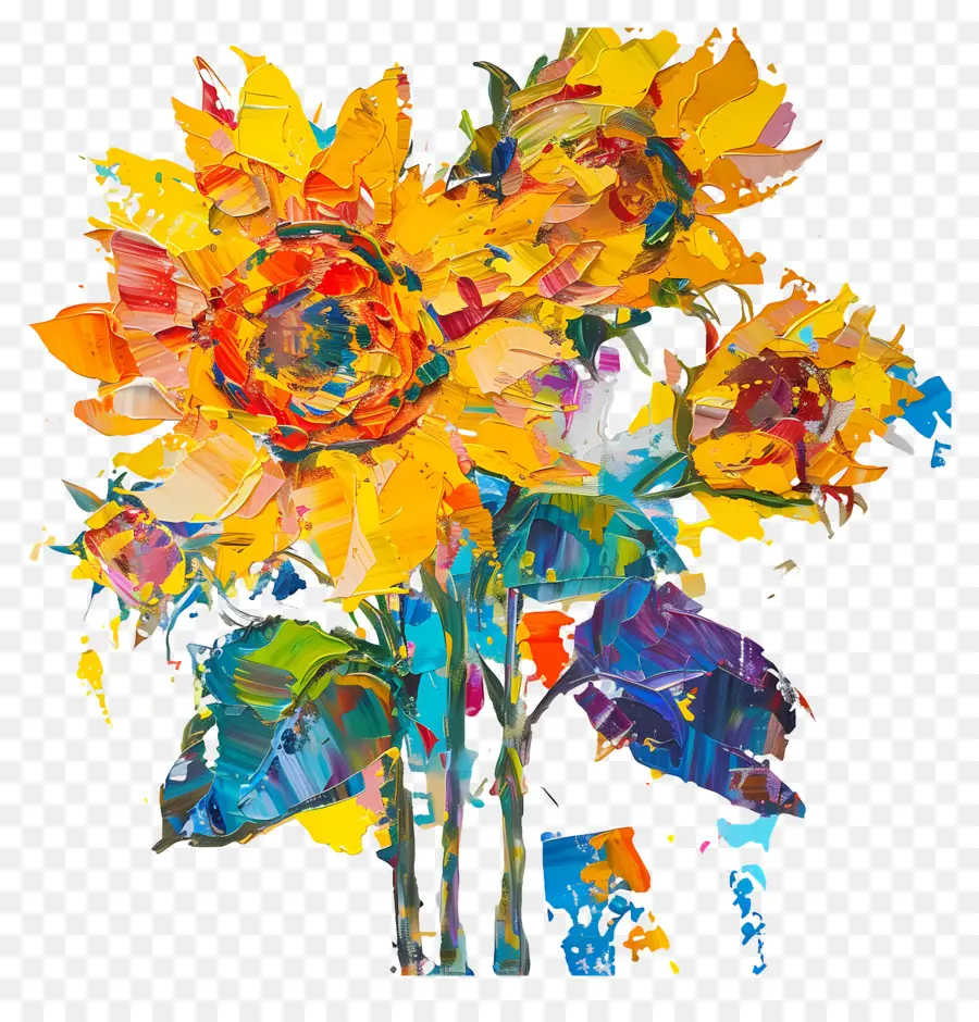 Pintura Al óleo，Los Girasoles PNG