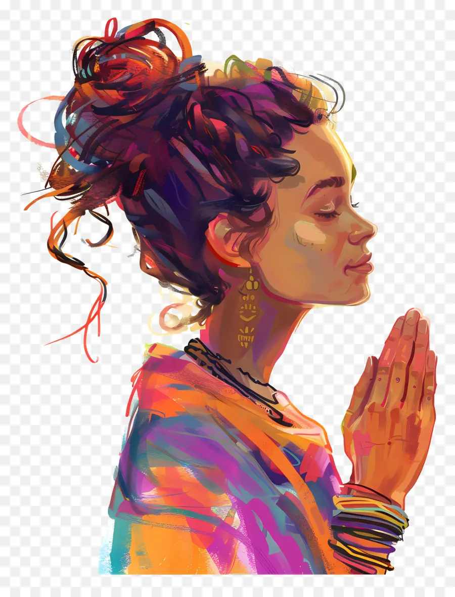 Namaste，Mujer En Oración PNG