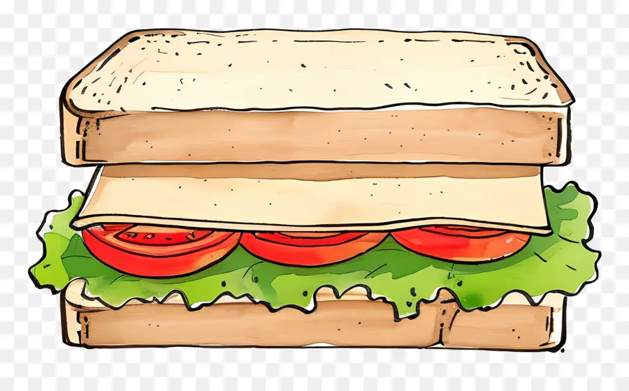 Sandwich，Ilustración Acuarela PNG